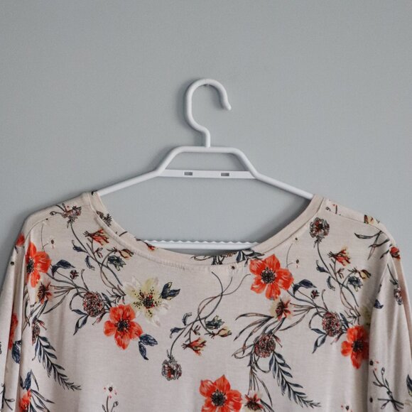 Style & Co. Womens Sz XL Floral Twist Front Hem Comfy Crew Short Sleeve T-Shirt - Picture 6 of 10